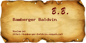 Bamberger Baldvin névjegykártya